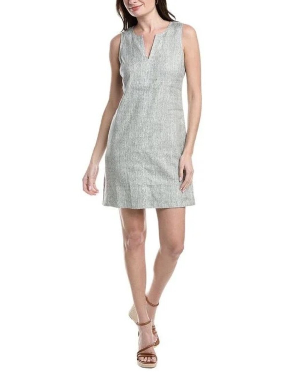 Tommy Bahama Women's Gray Palm-A-Dora Shimmer Bay Linen-Blend Sheath Dress Small